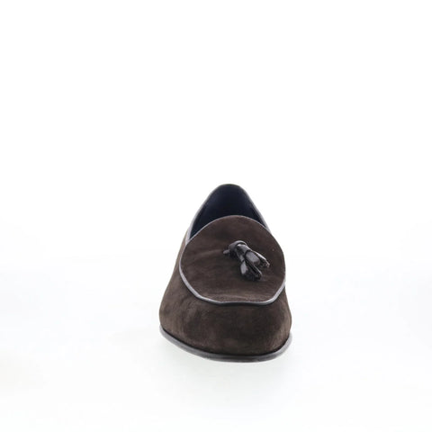 Di Bianco Vomero Tassel Mens Gray Suede Loafers & Slip Ons Casual Shoes