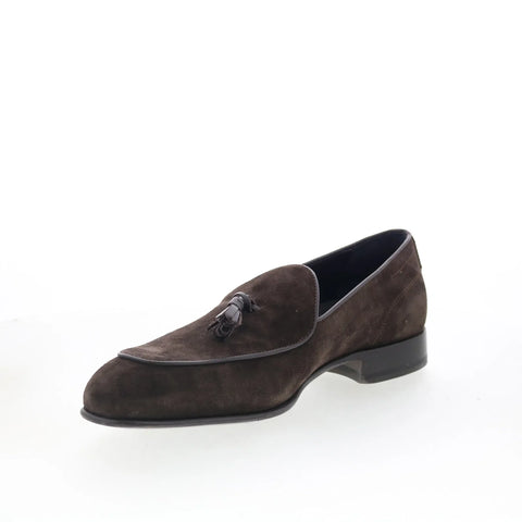 Di Bianco Vomero Tassel Mens Gray Suede Loafers & Slip Ons Casual Shoes