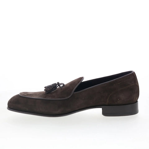 Di Bianco Vomero Tassel Mens Gray Suede Loafers & Slip Ons Casual Shoes