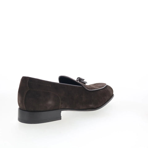 Di Bianco Vomero Tassel Mens Gray Suede Loafers & Slip Ons Casual Shoes