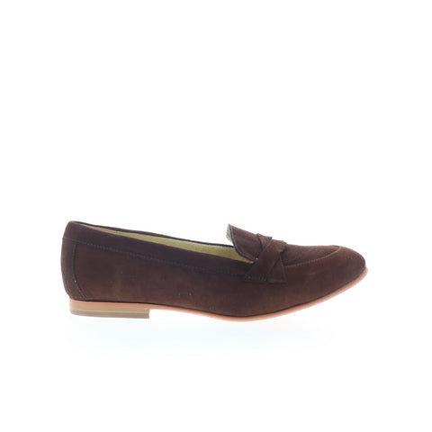 Hitchcock Alice W215 Womens Brown Wide Suede Slip On Loafer Flats Shoes