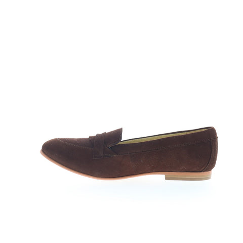 Hitchcock Alice W215 Womens Brown Wide Suede Slip On Loafer Flats Shoes