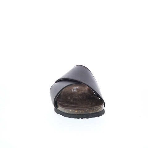 Hitchcock Carla W350 Womens Brown Extra Wide 4E Leather Slides Sandals Shoes