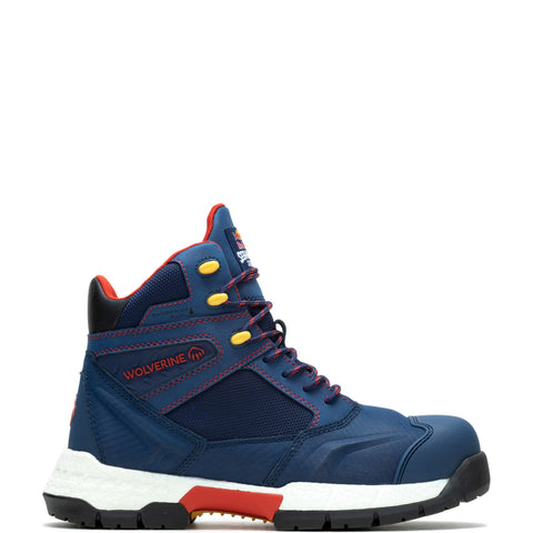 Wolverine Rush Usprg Red Bull Waterproof Carbon Max 6" Mens Blue Work Boots