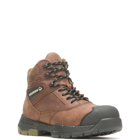 Wolverine Rush Usprg Waterproof CarbonMax 6" Mens Brown Wide Work Boots