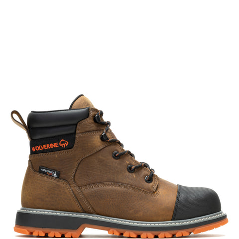 Wolverine Floorhand LX Cap Toe WP Steel Toe 6" Mens Brown Extra Wide Work Boots