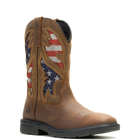Wolverine Rancher Flag RWB Waterproof 10" Mens Brown Work & Safety Boots