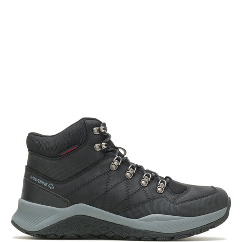 Wolverine Luton Hiker Waterproof Mid Mens Black Wide Leather Hiking Boots