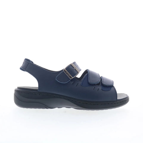 Propet Breezy Walker WSO063L Womens Blue Wide Leather Slingback Sandals Shoes