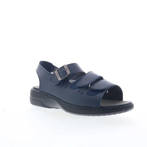 Propet Breezy Walker WSO063L Womens Blue Wide Leather Slingback Sandals Shoes
