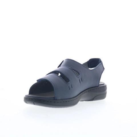 Propet Breezy Walker WSO063L Womens Blue Wide Leather Slingback Sandals Shoes