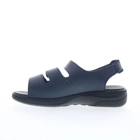 Propet Breezy Walker WSO063L Womens Blue Wide Leather Slingback Sandals Shoes