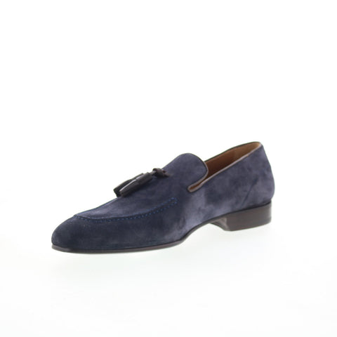 Pastori by Di Bianco Zeno Mens Blue Suede Loafers & Slip Ons Casual Shoes