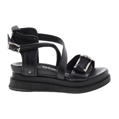A.S. 98 Levy A15024-201 Womens Black Leather Platform Sandals Shoes
