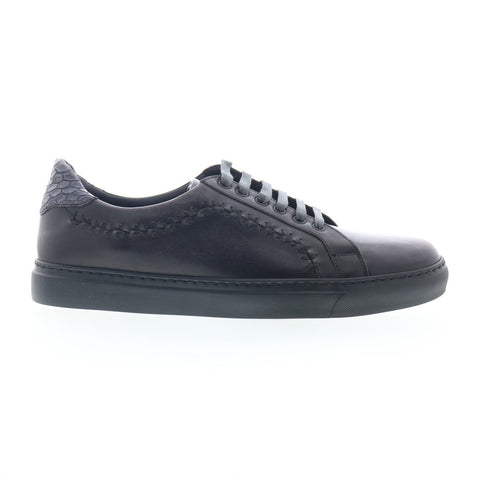 Zelli Italia A1681530 Mens Black Leather Lace Up Lifestyle Sneakers Shoes