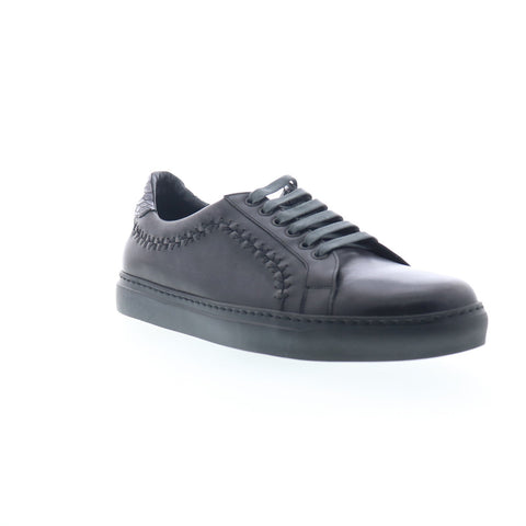 Zelli Italia A1681530 Mens Black Leather Lace Up Lifestyle Sneakers Shoes