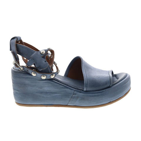 A.S. 98 Arttie A76002-201 Womens Blue Leather Wedges Sandals Shoes