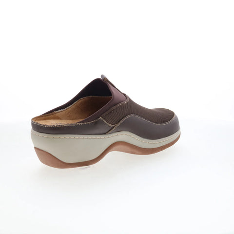 Softwalk Aberdeen S2100-200 Womens Brown Leather Slip On Clog Flats Shoes