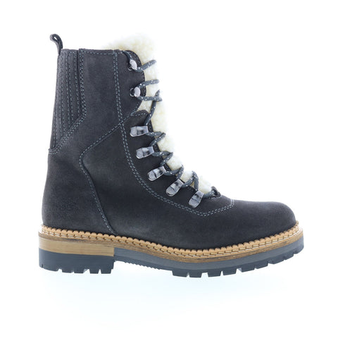 Bos. & Co. Ada Womens Gray Suede Lace Up Casual Dress Boots