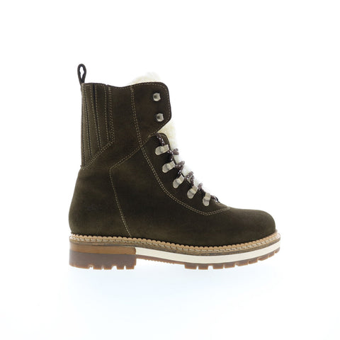 Bos. & Co. Ada Womens Green Suede Lace Up Casual Dress Boots