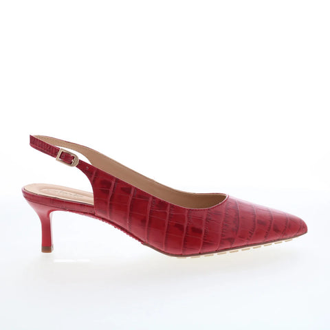 Clarks Adela Sling 26179528 Womens Red Leather Strap Slingback Heels Shoes