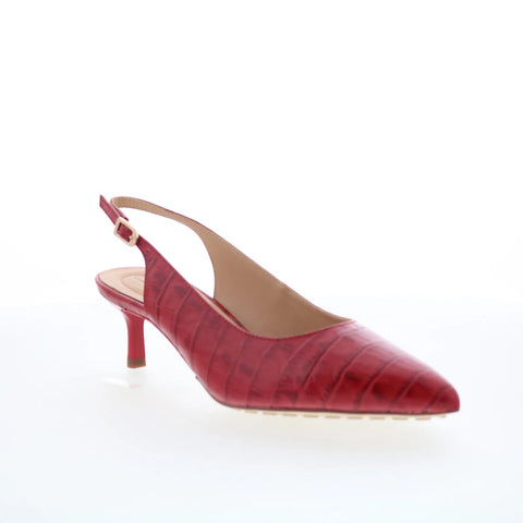 Clarks Adela Sling 26179528 Womens Red Leather Strap Slingback Heels Shoes