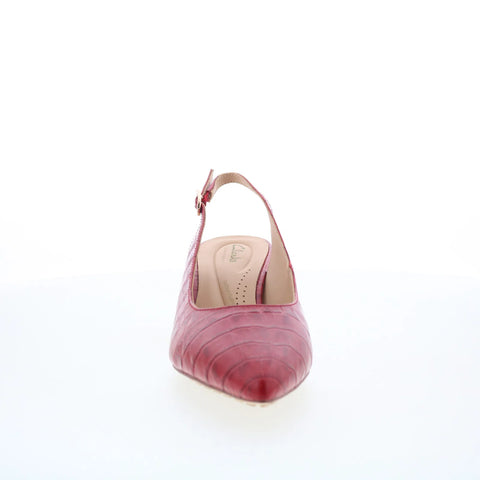 Clarks Adela Sling 26179528 Womens Red Leather Strap Slingback Heels Shoes