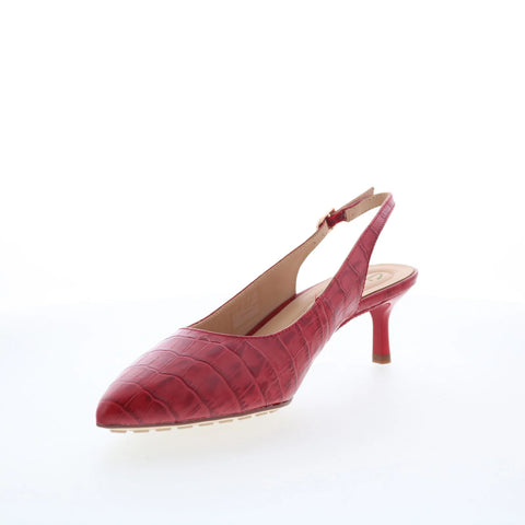 Clarks Adela Sling 26179528 Womens Red Leather Strap Slingback Heels Shoes
