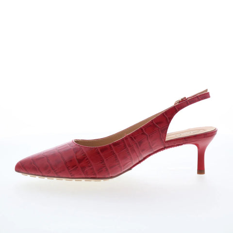Clarks Adela Sling 26179528 Womens Red Leather Strap Slingback Heels Shoes
