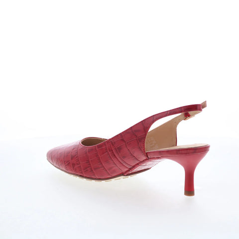 Clarks Adela Sling 26179528 Womens Red Leather Strap Slingback Heels Shoes