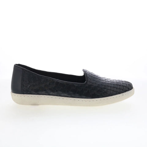 Trotters Adelina T2300-001 Womens Black Leather Slip On Loafer Flats Shoes