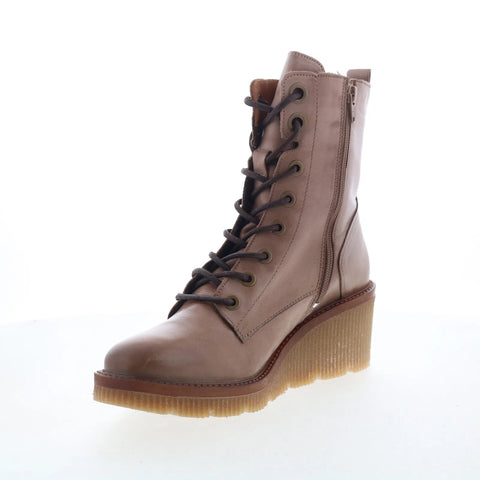 Miz Mooz Adrienn Womens Beige Leather Zipper Casual Dress Boots
