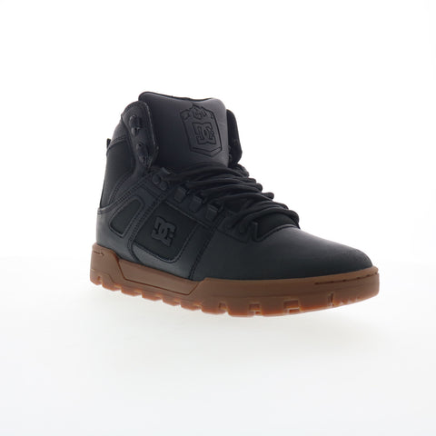 DC Pure High-Top Water Resistant Mens Black Leather Skate Sneakers Shoes