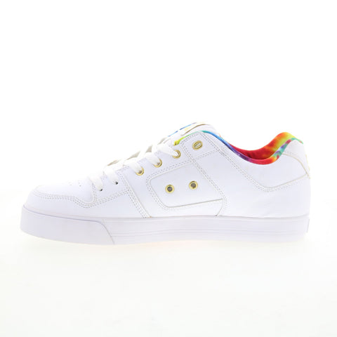 DC Pure SE SN ADYS100203 Mens White Leather Skate Inspired Sneakers Shoes