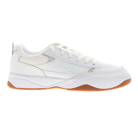 DC Penza ADYS100509-HWG Mens White Leather Skate Inspired Sneakers Shoes