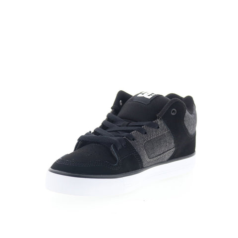 DC Pure Mid ADYS400082-BKO Mens Black Nubuck Skate Inspired Sneakers Shoes
