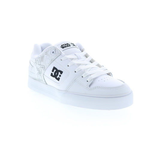 DC Star Wars Pure Mens White Leather Lace Up Lifestyle Sneakers Shoes