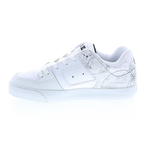 DC Star Wars Pure Mens White Leather Lace Up Lifestyle Sneakers Shoes