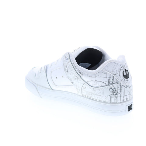 DC Star Wars Pure Mens White Leather Lace Up Lifestyle Sneakers Shoes