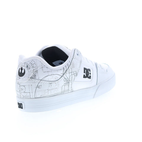 DC Star Wars Pure Mens White Leather Lace Up Lifestyle Sneakers Shoes