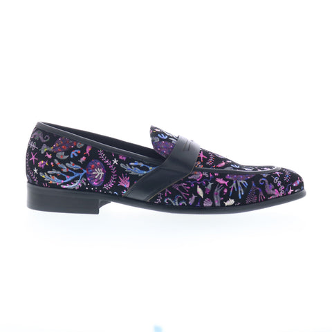 Robert Graham AE605-103-P479 Mens Black Loafers & Slip Ons Penny Shoes