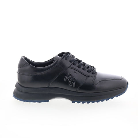 Robert Graham Calambria Mens Black Leather Lace Up Lifestyle Sneakers Shoes