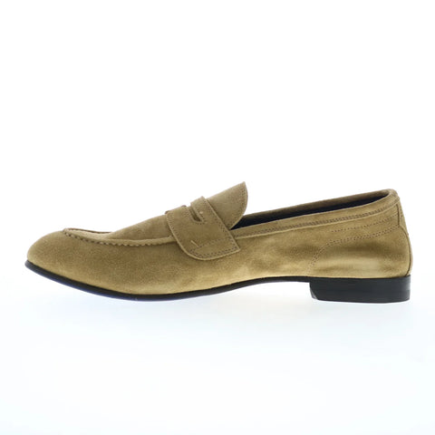 Di Bianco Agata Suede Mens Brown Suede Loafers & Slip Ons Penny Shoes