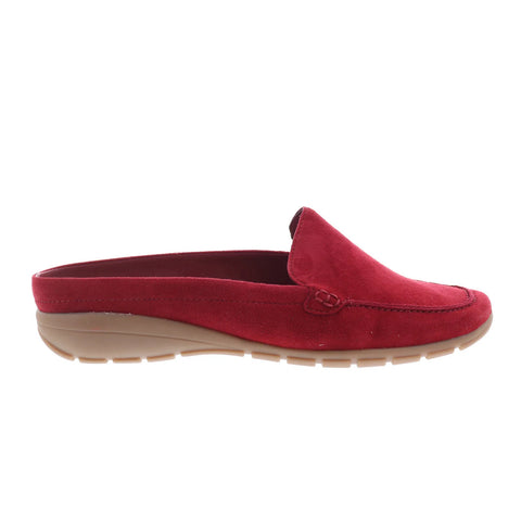 Easy Spirit Aggie SEAGGIE Womens Red Wide Suede Slip On Clog Flats Shoes