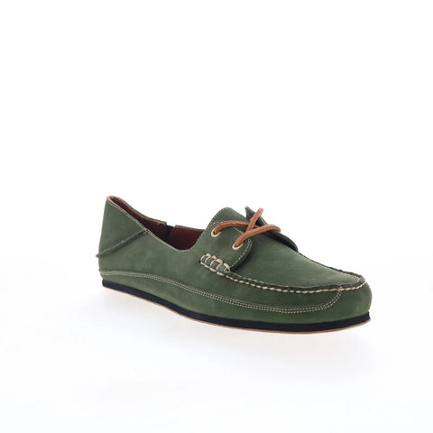 T.B. Phelps Alex Mens Green Nubuck Lace Up Loafers & Slip Ons Boat Shoes