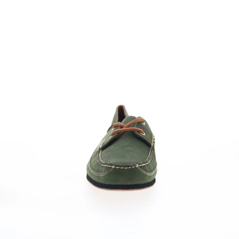 T.B. Phelps Alex Mens Green Nubuck Lace Up Loafers & Slip Ons Boat Shoes