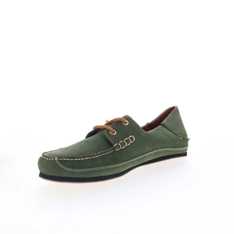T.B. Phelps Alex Mens Green Nubuck Lace Up Loafers & Slip Ons Boat Shoes