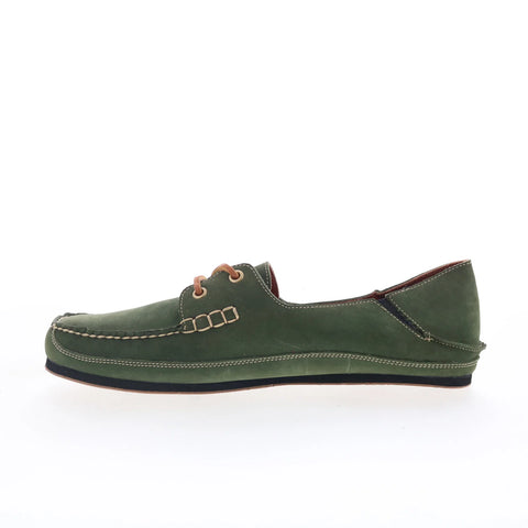 T.B. Phelps Alex Mens Green Nubuck Lace Up Loafers & Slip Ons Boat Shoes
