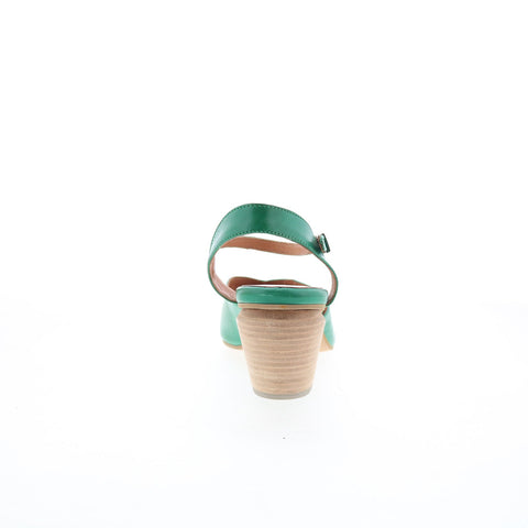 Miz Mooz Alina Womens Green Leather Hook & Loop Strap Heels Shoes
