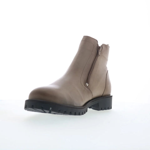 Miz Mooz Alise Womens Beige Leather Zipper Ankle & Booties Boots